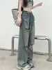 Jeans Rasgados Vintage para Mujer Verano Delgados Forma de Pera Talla Grande Sueltos Adelgazantes Cintura Alta Pantalones Rectos Estrechos