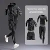Conjunto de Roupa Esportiva Masculina para Todas as Estações 3-5 Peças Fitness Corrida Ciclismo Academia Treino Elástico Roupa para Jogging Boxe Caminhada Roupa Esportiva