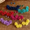 Aretes de Flor de Chifón de Rafia Aguja Plateada, Elegantes Aretes Estilo Vacaciones con un Toque de Lujo Ligero y Sensación de Alta Gama, Diseño Único