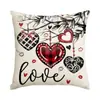 Funda de Almohada para San Valentín Amazon Comercio Exterior Transfronterizo Imitación Lino Decoración de Boda San Valentín Funda de Cojín Funda de Almohada de Corazón