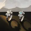 Pendientes de Plata de Ley S925 con Ópalo Estilo Coreano de Diseñador de Nicho E6203 para Mujer Incrustados con Flor de Pedrería