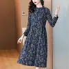 Vestido Largo de Manga Larga de Alta Calidad, Cómodo, Rejuvenecedor, Tallas Grandes, Favorecedor de la Figura para Mamás de Mediana Edad, Nuevo Vestido Floral Elegante