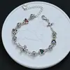 Pulseira Cruzada com Zircônia Colorida de Patinha de Gato, Joia Exquisita de Estilo Minimalista, Presente para o Dia das Mães, Popular no Xiaohongshu