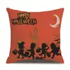 Funda de almohada de lino para Halloween, funda de cojín para reposacabezas impresa