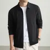 Chaqueta sin costuras cepillada de peso pesado 400g para hombre, nueva colección otoño 2026, estilo 'old money', chaqueta casual con cuello de solapa