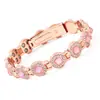 Pulsera Magnética Popular Transfronteriza Europea y Americana, Elegante Aleación de Trébol de Lujo Ligero Incrustada con Diamantes, Pulsera Magnética de Una Fila para Mujer