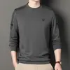 Moletom masculino de manga comprida e gola redonda para comércio exterior, primavera e outono, camiseta básica solta e estilosa para homens jovens e de meia-idade, camiseta masculina de manga comprida da moda