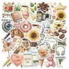 50 Pegatinas Curativas Estilo Acuarela de Fragmentos de la Vida Cotidiana, Nuevas Pegatinas Creativas Estilo Ins para Decoración de Diarios y Computadoras