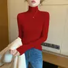 Camiseta Base de Modal de Cuello Alto para Mujer, Adecuada para Primavera, Otoño e Invierno, Estilo Delgado, Elegante Camiseta de Manga Larga, Para Usar en Capas con un Cuello Alto