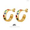Brincos de óleo em forma de gota em forma de C, estilo retrô, estilo faraó egípcio, banhados a ouro 18K, com revestimento em titânio e joias transfronteiriças