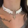 Gargantilha Minimalista Y2K de Renda Cruzada, Personalidade Doce e Descolada, Acessório de Gargantilha Hot Girl de Nicho, Anel de Pescoço Gótico