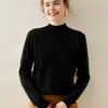 Suéter de Cashmere com Gola Alta Meia-Altura de Camada Dupla Espessa para Mulheres, Outono e Inverno Solto de Manga Longa Pulôver Suéter Base de Tricô de Lã, Suéter Versátil