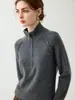 Suéter de Cashmere Puro Espesso Resistente para Mulheres com Gola Alta Meia Zíper Tricô Inverno Nova Chegada Camada Base Top Interno
