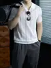 Camiseta Masculina Leve de Malha Vazada com Toque Fresco e Manga Curta, Cor Sólida Respirável Casual, Camisa Polo de Tricô com Gola Seagull