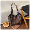 Bolsa Grande e Elegante para o Dia a Dia de Mulheres, Nova Bolsa Tote com Padrão Trançado Vintage, Bolsa de Ombro/Axila Casual para o Trabalho, Tendência