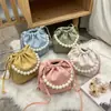 Bolso cubo mini dulce y lindo bolso de mano con cuentas de perla bolsos bandolera bolso de mujer al por mayor una generación de pelo