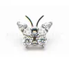 Aleación de titanio G23 mariposa incrustada circonita cabeza de joyería F136 titanio Super Flash 5A circonita tallada incrustada piedra aretes para la oreja clavo para el labio