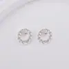 Pendientes de botón mini de plata de ley s925 estilo coreano 26 letras inglesas full diamond zircon pendientes de plata para mujer