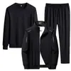 Traje Deportivo de Tres Piezas para Hombre Tallas Grandes Transfronterizo Primavera y Otoño Chaqueta de Cuello Alto + Sudadera + Pantalones Largos Ropa para Hombre de Comercio Exterior al por Mayor