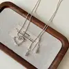 Collar Minimalista con Colgante de Corazón de Plata para Mujer 2025 Nuevo Diseño Único Cadena Larga para Suéter Accesorios Deslizables