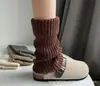 Capa de Meia para Bota de Neve para Outono e Inverno, Tricô Grosso, Combinada com Calça Shark, Mangas de Cano Alto Quentes Cinzas