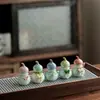 Calabazas Glaseadas de Cristal Pequeños Adornos de Cerámica para Damas Lindos Gadgets Coloridos Mascotas de Té Accesorios para Ceremonia del Té Regalos de Alta Gama