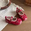 Sapatos de Couro Vermelhos Estilo Ballet Francês para Meninas 2026 Primavera Sapatilhas Mary Jane Infantis para Meninas de 1 a 6 Anos 3
