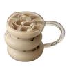 Taza de vidrio de borosilicato irregular con forma de oruga, taza de agua para el hogar con anillo de asa, taza de café con leche, taza de agua
