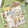 Adesivos de Paisagismo de Natal Retrô Adesivos de Paisagem Antiga em Miniatura Feriado DIY Livro Vermelho Pet Cross-Border Descompressão