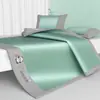 Esterilla refrescante de verano antibacteriana de seda de hielo para cama, juego de tres piezas para aire acondicionado del hogar, dormitorio, lavable a máquina, esterilla suave plegable
