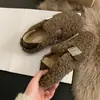 Sapatos Peludos da Moda Feminino para Uso Externo 2026 Novos Moccasins de Outono/Inverno com Plus Veludo Slip-on Versátil Suave Confortável Sapatos de Algodão