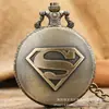 Reloj de Bolsillo de Cuarzo Modelo Más Vendido, Nuevo Retro Personalizado Superman Patrón de Cara Azul Collar Reloj de Bolsillo Grande, Reloj de Bolsillo para Estudiantes