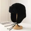 Gorro de Invierno Estilo Japonés con Forro de Felpa Grueso Cálido Color Sólido Lana de Cordero Cortavientos A prueba de Frío Gorro de Cazador Versátil Sombrero de Esquí del Noreste