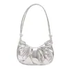 Bolso de Hombro Plisado de Moda y Elegante para Mujer 2025 Nueva Tendencia de Invierno Estilo Coreano Bolso de Mano para Llevar Debajo del Brazo Bolso Brillante Tipo Dumpling
