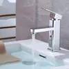 Grifo para lavabo con fondo de cobre Negro Cuadrado de un solo agujero para lavabo Grifo para lavabo de encimera Acero inoxidable para agua caliente y fría