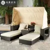 Sofá Cama de Jardín para Villa al Aire Libre, Cama de Sofá para Patio, Ratán Hecho a Mano, Silla de Ratán para Balcón, Mesa de Café de Ocio, Sofá para Hotel y Bed & Breakfast