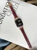 Correa de Cuero Rojo Angora Oro Rosa Adecuada para Apple Watch iWatch 12ª Generación 11/10Ultra