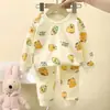 Faça um amigo dobro província província província Q conjunto de roupa íntima de algodão puro antibacteriano que absorve o suor meninos meninas bebês top de outono calças de outono