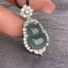 Aretes con Forma de Calabaza Incrustados con Plata 925 y Pedrería, Anillo de Jade Verde Claro, Colgante, Pulsera de Material de Jade Natural Grado A