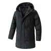 Abrigo de invierno para hombre de algodón de longitud media, hasta la rodilla, engrosado, con cuello alto, impermeable y de corte holgado