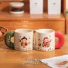 Taza de Cerámica con Mango Floral Estilo Japonés Pastoral Taza de Café con Flor de Dibujos Animados y Platillo Set de Taza con Animal Lindo