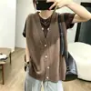 Chaleco versátil de otoño de longitud media para mujer de Dongdaemun, Corea, estilo casual, chaleco de punto con cuello en V, novedad