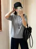 Top de punto para mujer talla grande, cuello redondo, manga tres cuartos, colección otoño 2026, camiseta básica versátil de manga corta para mujer talla grande