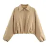 Ropa europea y americana para mujer transfronteriza, disponible en múltiples colores, con una chaqueta con cremallera de silueta holgada y cómoda, un diseño único y un cuello alto texturizado.