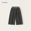 Bangxuan Huzhou Zhili Ropa Infantil Pantalones de Niña Sueltos Niños Grandes Pantalones de Pierna Ancha Primavera y Otoño Pantalones Infantiles Pantalones Rayados Infantiles