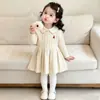 Vestido Suéter para Niña Otoño Invierno Nuevo Tejido de Cable Vestido para Bebé Niña Estilo Coreano Moda Versátil Vestido de Princesa