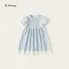 Vestido de Verano Delgado Bangxuan para Niñas con Mangas Abullonadas, Nuevo Vestido de Princesa con Cuello de Muñeca para Niños Mayores