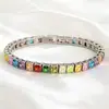 Pulsera de Tenis de Acero de Titanio, Pulsera Incrustada con Circonita de Grado AAA, Joyería de Mano de Color Mixto Calidad Europea y Americana, Joyería Personalizada