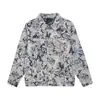 Chaqueta de Mezclilla Lavada con Flecos Jacquard y Estampado Tie-Dye para Adolescentes, Estilo Americano High Street, Chaqueta Superior para Hombre