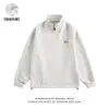 Sudadera Pesada Oversize Bordada con Cuello Alto y Media Cremallera Marca Trendy Americana para Jóvenes Holgada Casual Deportiva